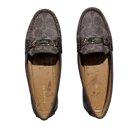 Coach Brown Olive Signature Monogram Loafers Women’s 5.5 — Preppy, Y2K, Designer