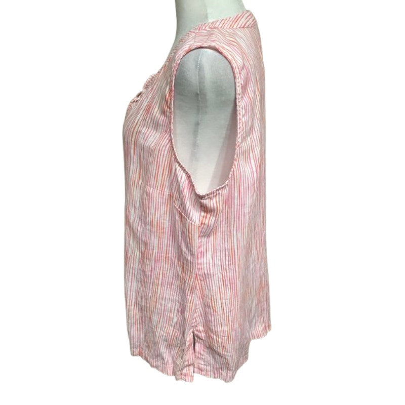 Tommy Bahama 100% Linen Sleeveless Tunic Striped Pink M Boho, Coastal, Preppy