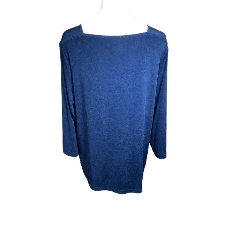 Travelers by Chico's Heathered Royal Blue Top 2 - Minimalist, Shimmery, Comfy