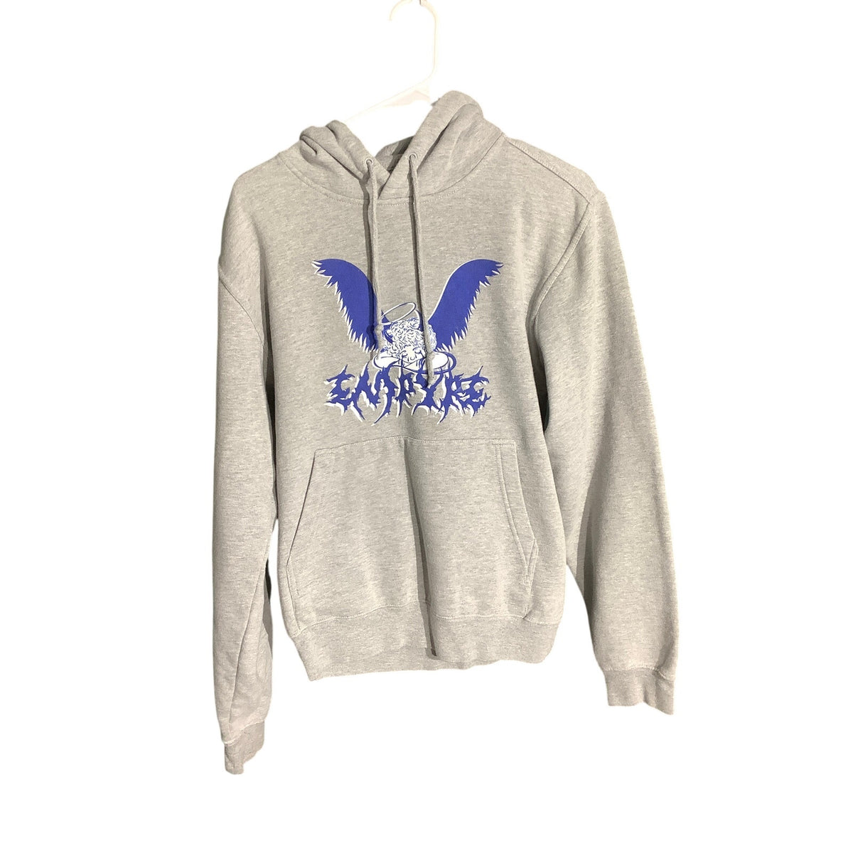 Empyre Men's Small Light Gray Angel Tears Pullover Hoodie Kangaroo Pocket