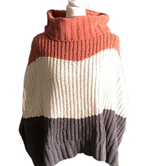 POL Colorblock Knit Sweater Women’s Size S/M — Boho, Cozy, Oversized