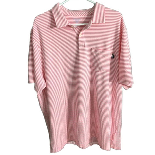 Vineyard Vines Light Pink & White Striped Polo XXL - Preppy, Coastal, Classic