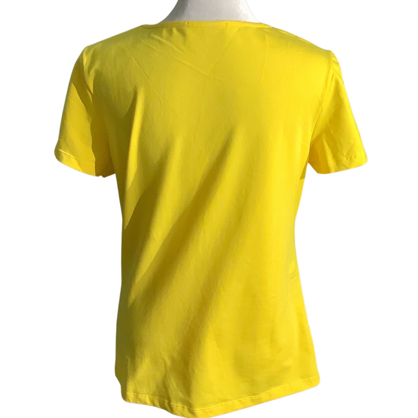 Mangopop Yellow Square Neck Top Women’s LG — Short Sleeve, Stretch, Casual