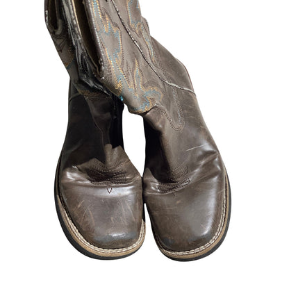 Roper Brown Leather Western Cowboy Boots Kids Size 2— Rodeo, Country, Square Toe