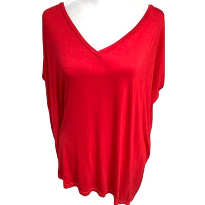 PIKO 1988 Bright Red Bamboo Blend Top Small – Minimalist, Relaxed, Versatile