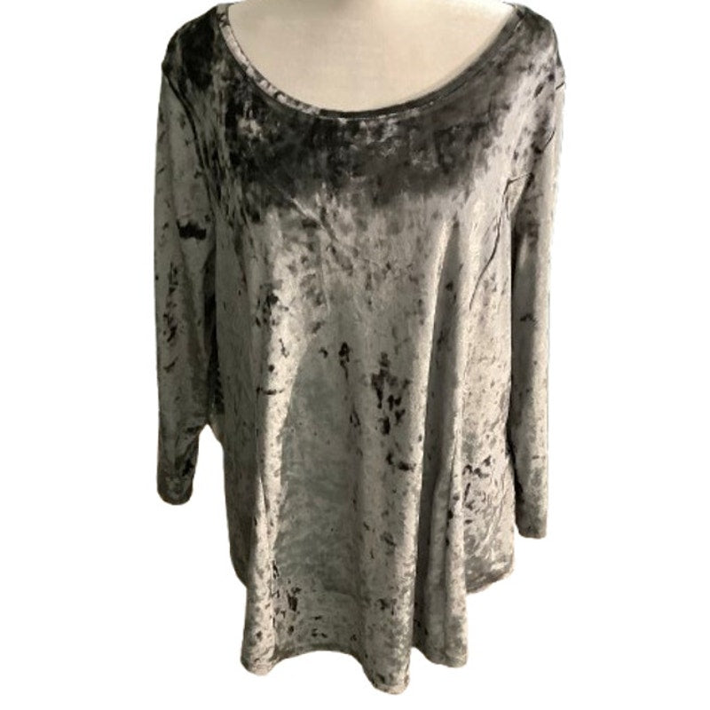 Westport 1962 Shimmery Grey Velvet Top XL – Elegant, Flowy, Comfortable