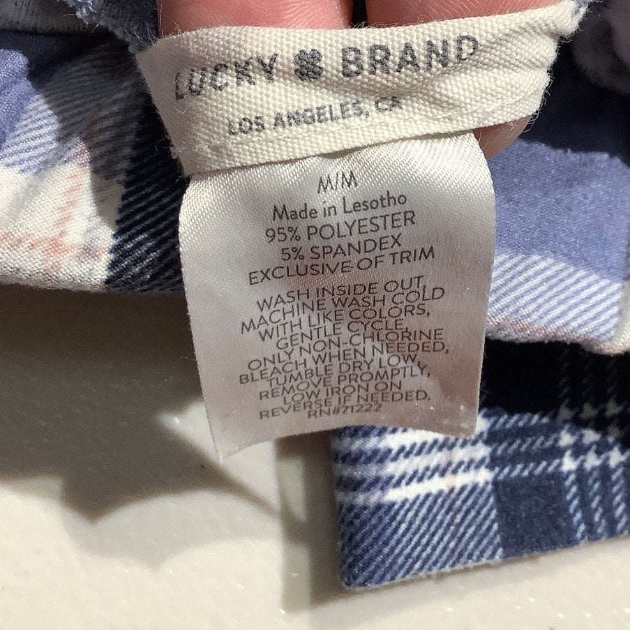 Lucky Brand Blue Plaid Sleepwear Pants Women M — Lounge, Cozy, Casual
