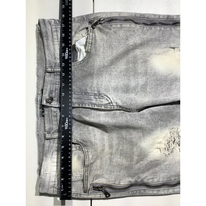 Decibel Distressed Jeans Men’s Size 36W 32L — Moto Style, Zip Detail, Slim Fit