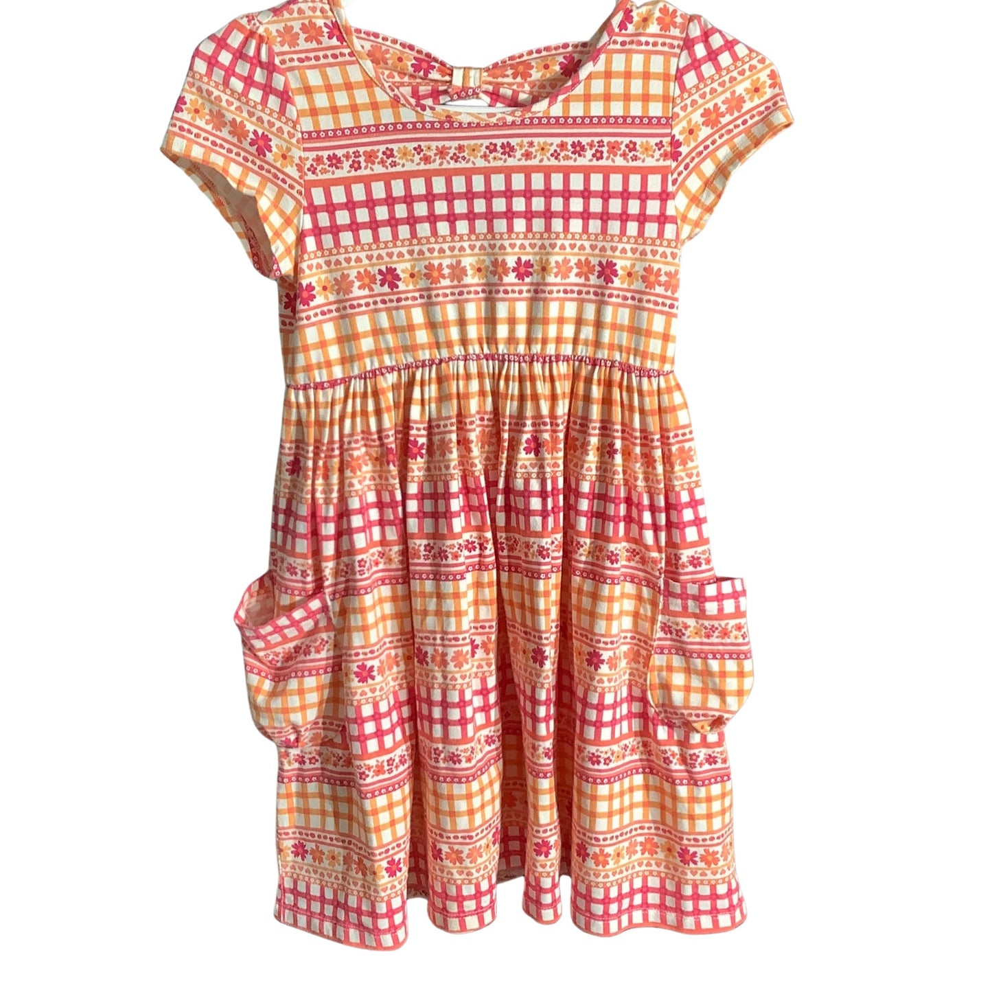 Flapdoodles Multi-Pattern Dress Girls Size 8 — Short Sleeve, Pockets, Casual