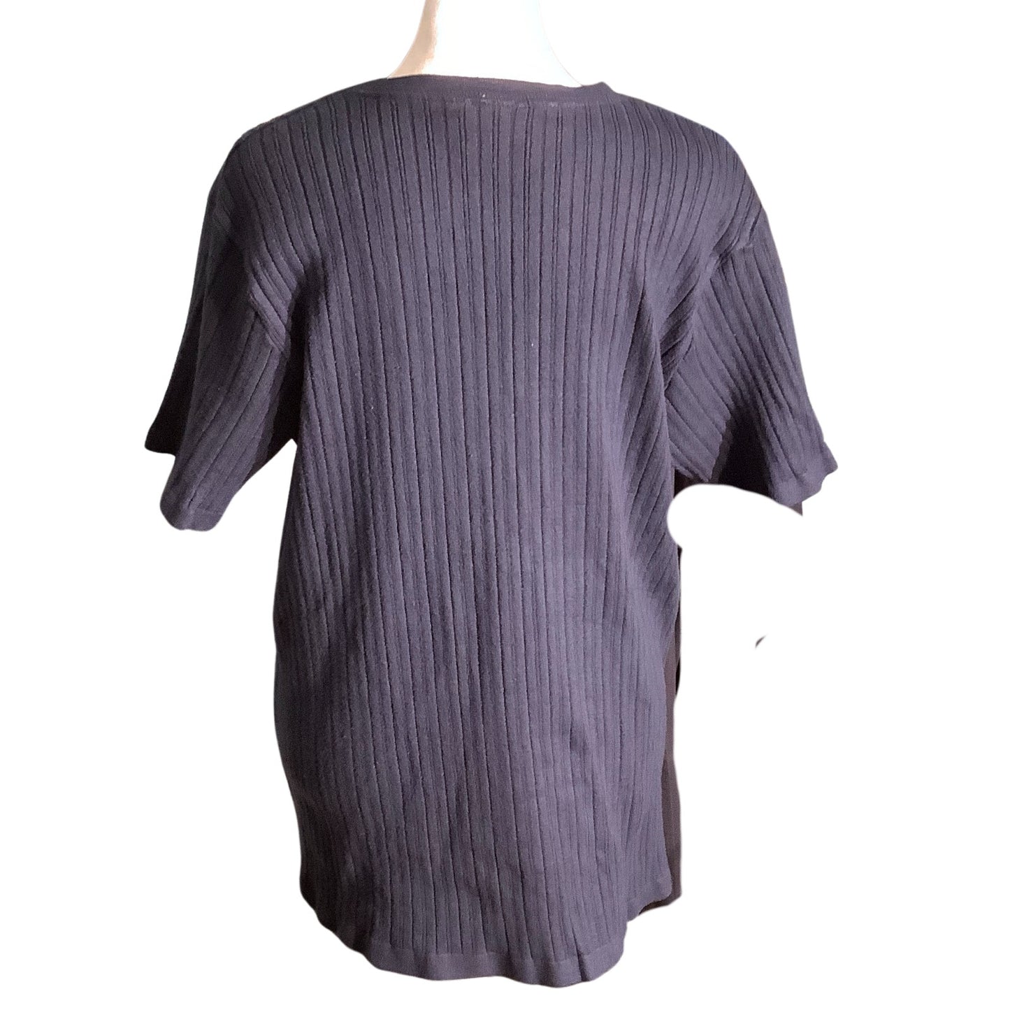 Positano Ribbed Knit Top Women’s Size Large – Classic, Textured, Short Sleeve