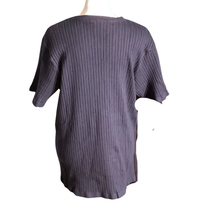 Positano Ribbed Knit Top Women’s Size Large – Classic, Textured, Short Sleeve