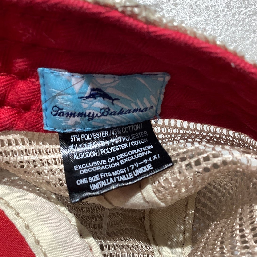 Tommy Bahama One Size Red Beige Mesh Back Trucker Hat Adjustable