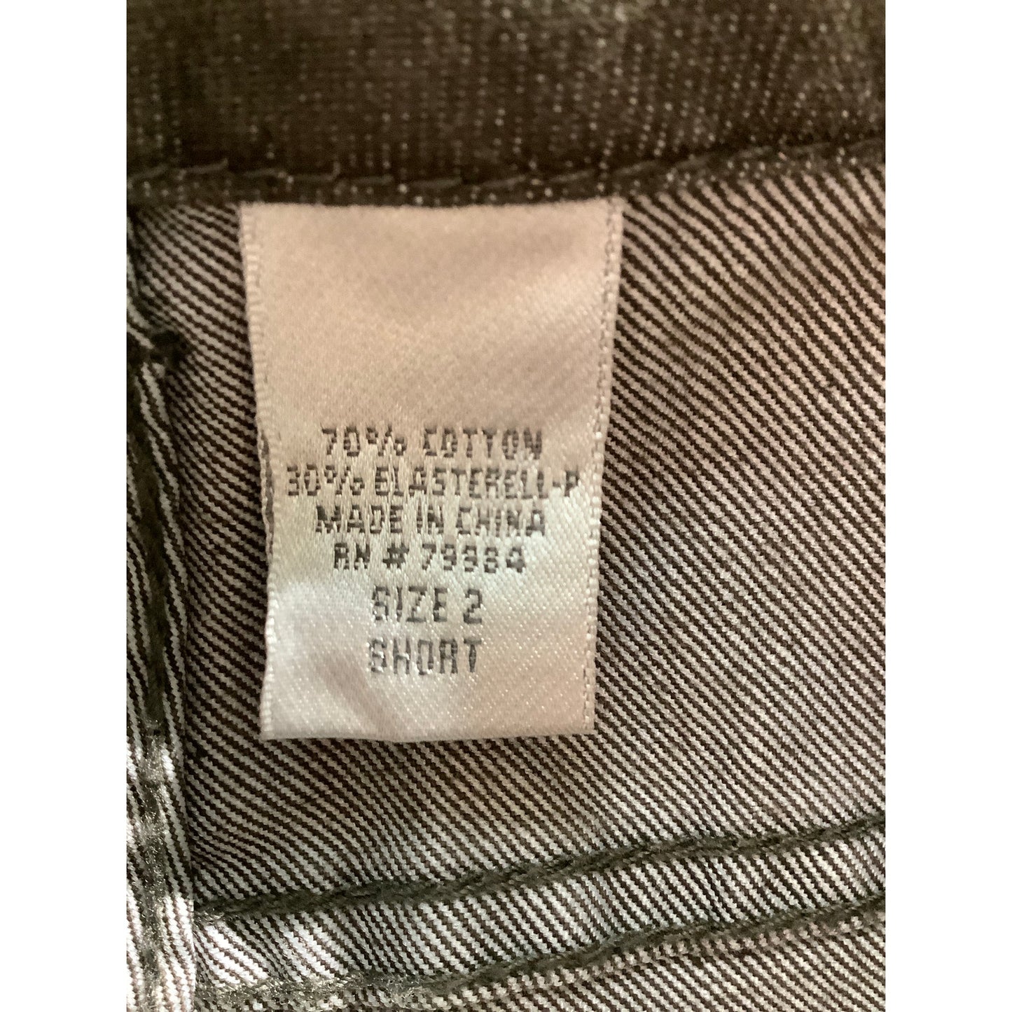 Chico’s Brown Platinum Denim Jeans Women 2 Short— Straight Leg, Stretch, Classic