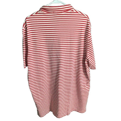 Polo Ralph Lauren Red & White Striped Polo Size L - Preppy, Classic, Coastal
