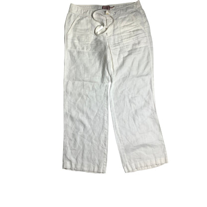 Juicy Couture White 100% Linen Wide-Leg Pants Women’s M— Coastal, Resort, Casual