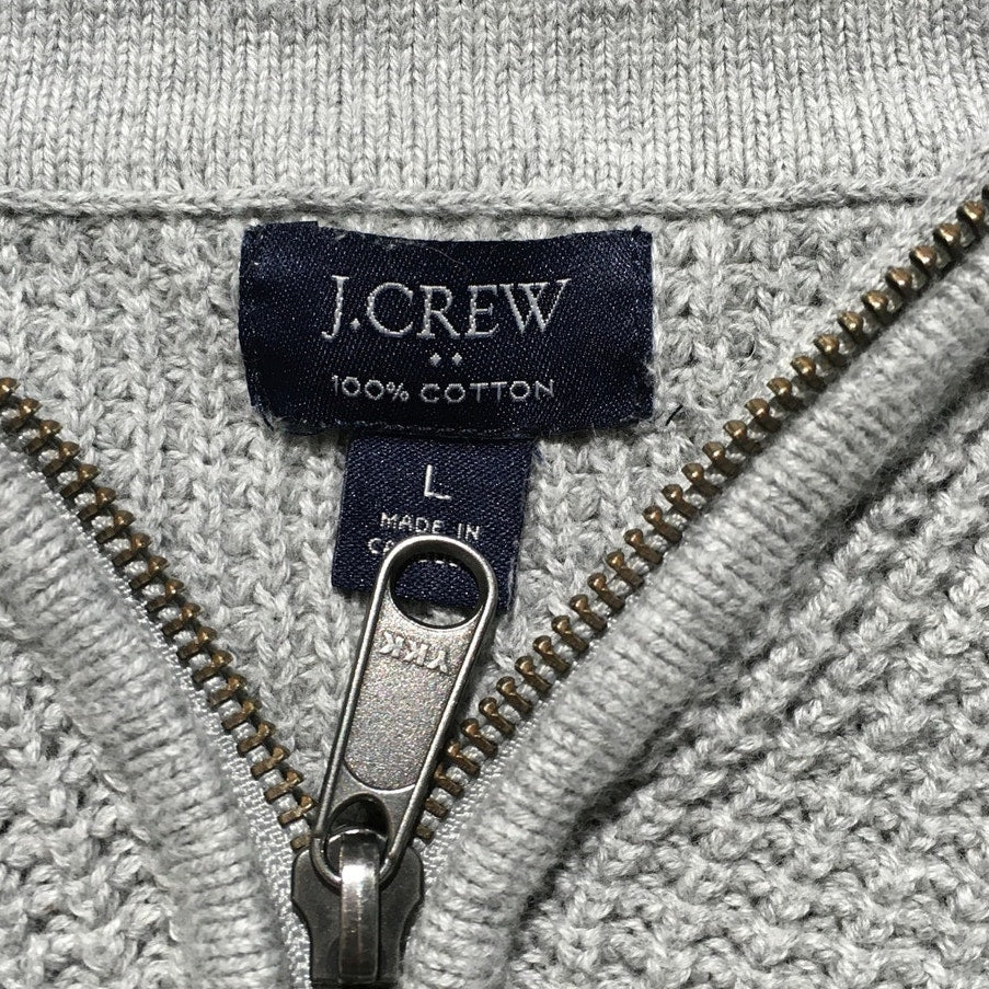 J.Crew Light Gray 1/4 Zip Sweater Size L - Classic, Preppy, Casual