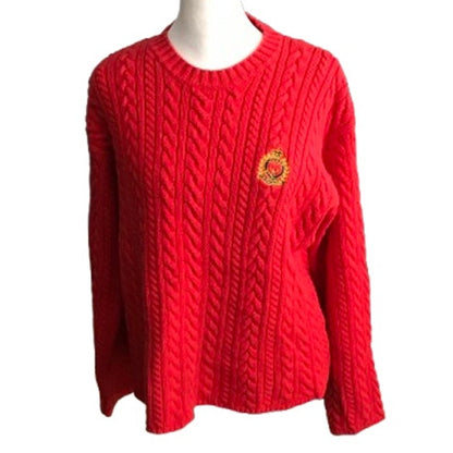 Lauren Ralph Lauren Red Cable Knit Sweater Size M - Preppy, Classic, Equestrian