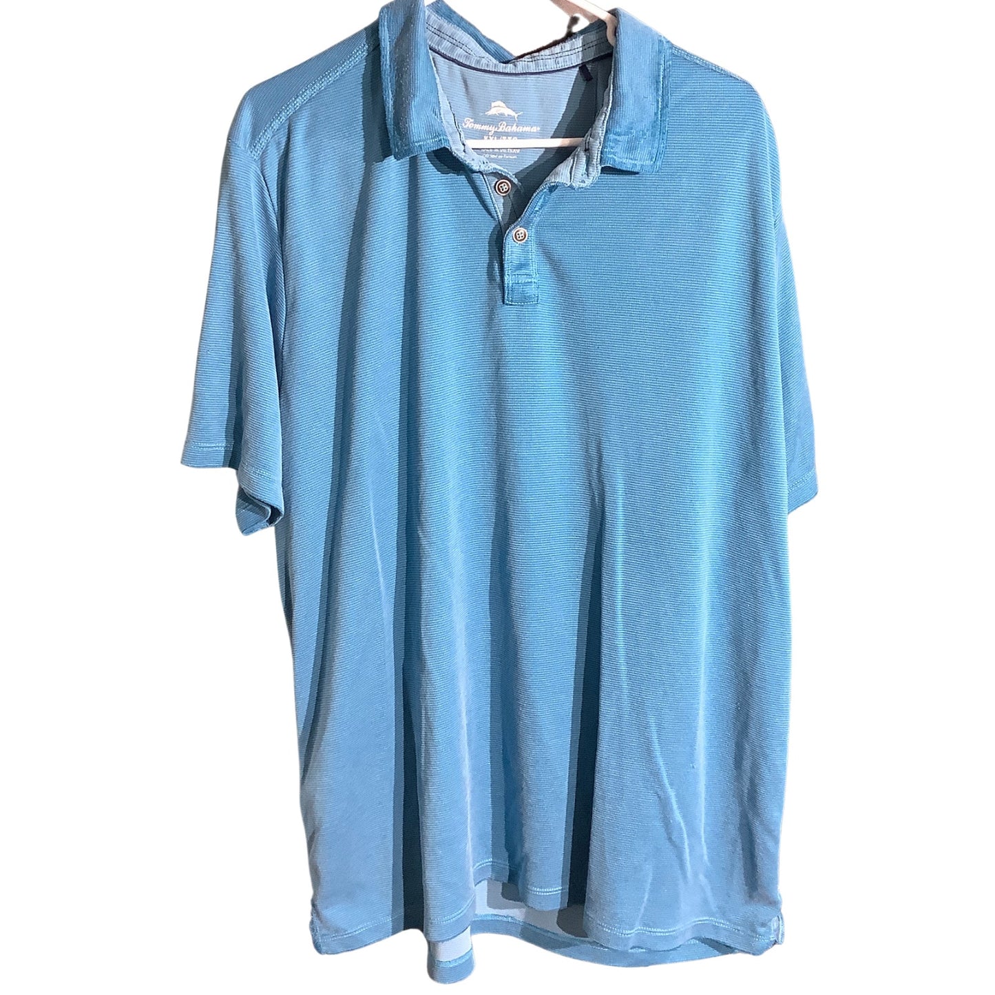 Tommy Bahama Blue Textured Polo Shirt Men’s XXL — Coastal, Golf, Resort