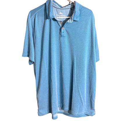 Tommy Bahama Blue Textured Polo Shirt Men’s XXL — Coastal, Golf, Resort
