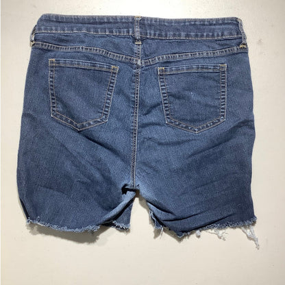 Torrid Women's 14R Dark Blue Distressed Denim Frayed Raw Hem Shorts