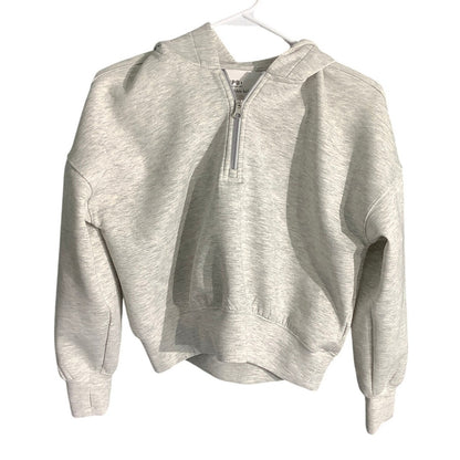 Abercrombie Kids Light Gray Child 13/14 1/4 Zip Hoodie - Casual, Cozy, Stylish