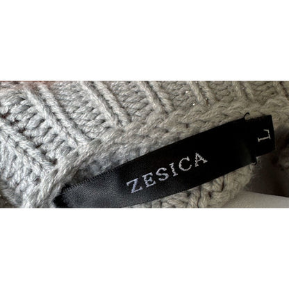 Zesica Color Block Knit Sweater Gray/Brown/White L Fall Comfy Oversized