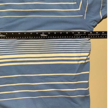 Nautica Blue White Striped Polo Shirt Men’s Size Large — Preppy, Golf, Coastal