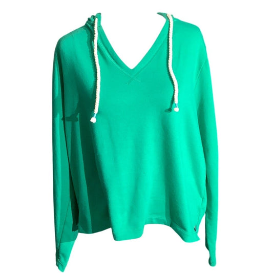 J.Crew V-Neck Hoodie Women’s Size L – Light Green, Relaxed, Lightweight