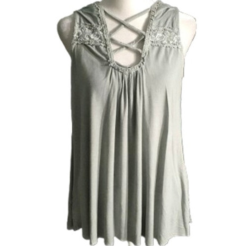 POL Light Gray Sleeveless Top Size S - Boho, Cottagecore, Feminine