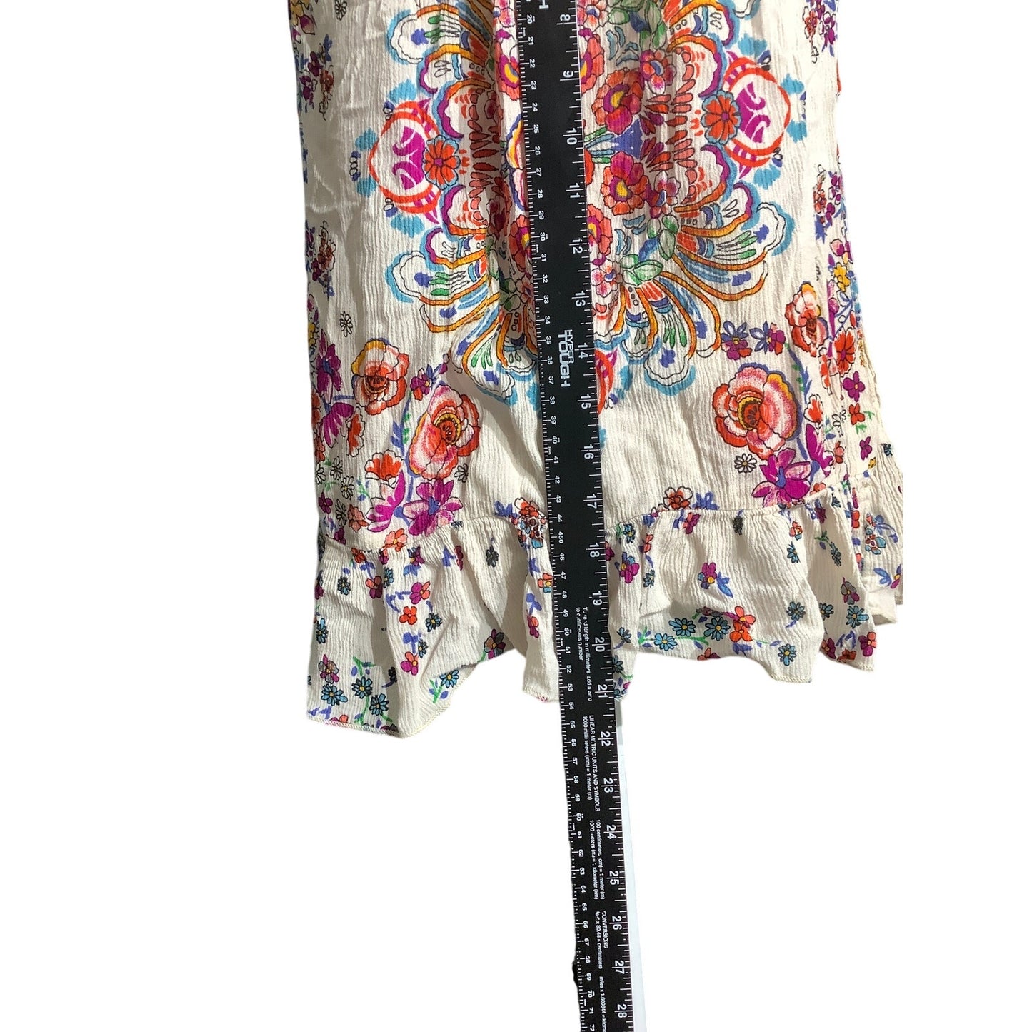 Bila Ivory Boho Peplum Tank Top Women’s Small — Floral, Embroidered, Festival