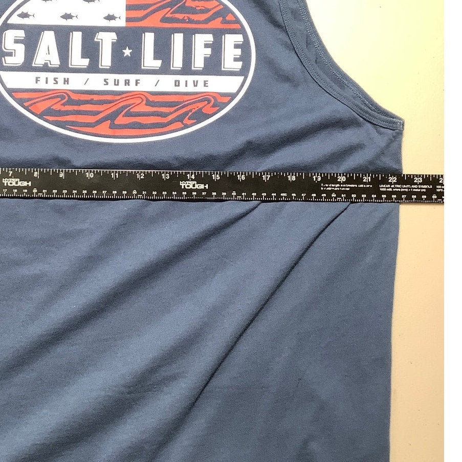 Salt Life Men’s 2XLSleeveless Tank Top — 100% Cotton, Live Salty, Coastal