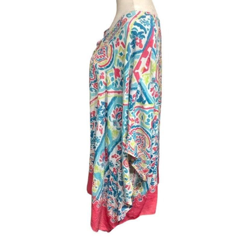 Catherines 0X/1X Colorful Paisley Dolman Sleeve Lagenlook Tunic Boho, Flowy