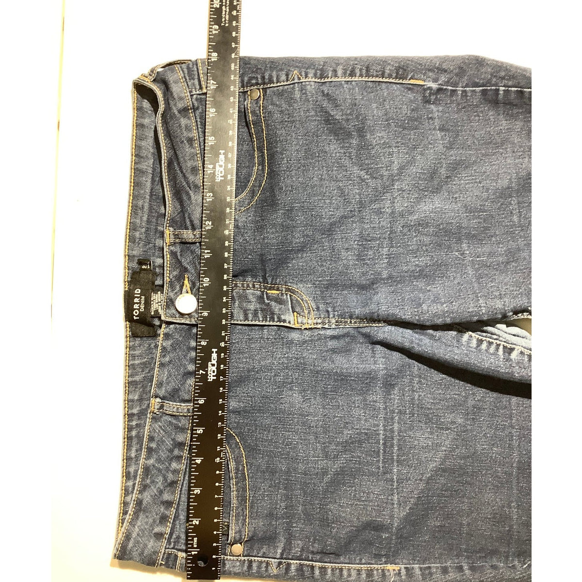 Torrid Women's 14R Dark Blue Distressed Denim Frayed Raw Hem Shorts