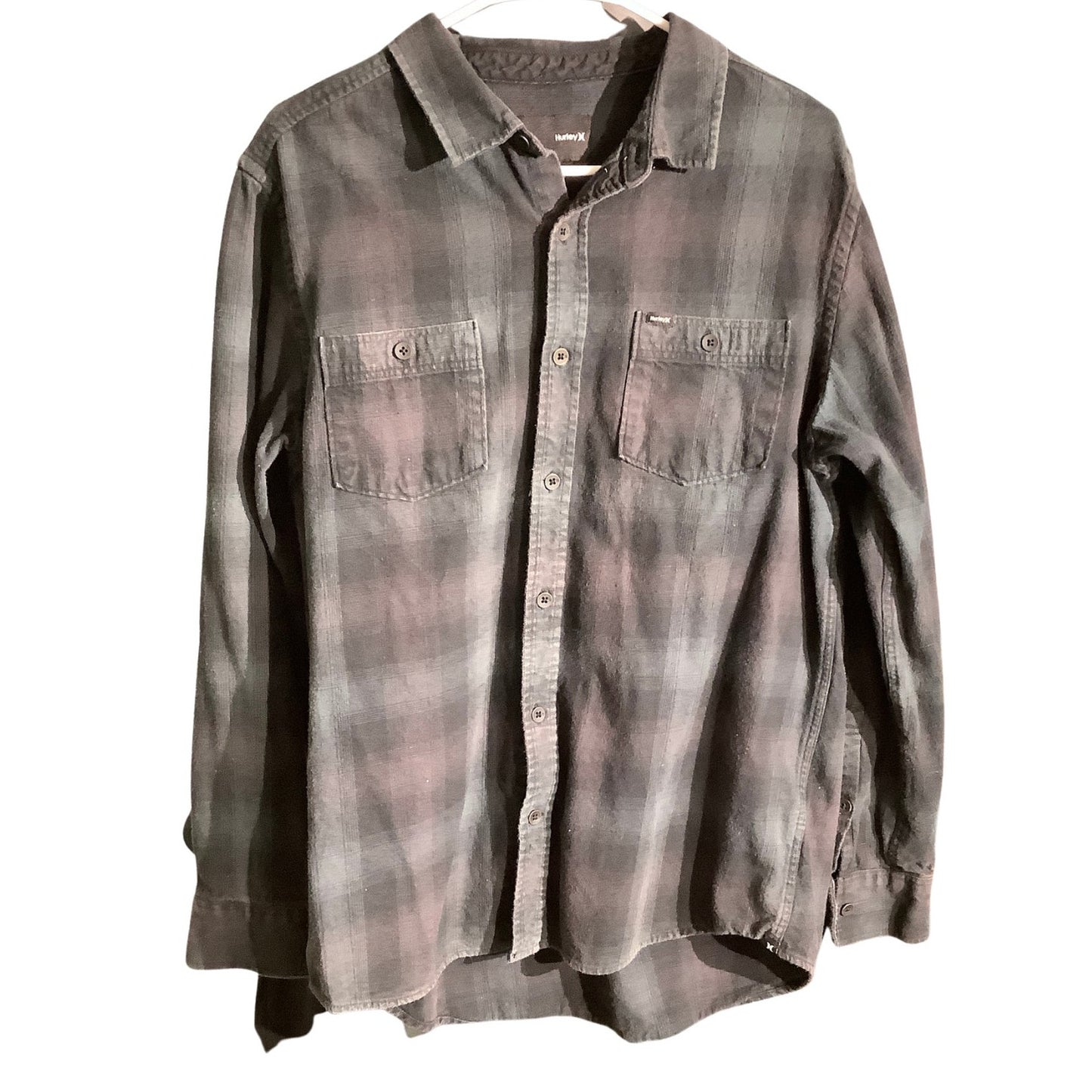 Hurley Long Sleeve Flannel Shirt Men’s Size Large — Plaid, Button Down, Casual