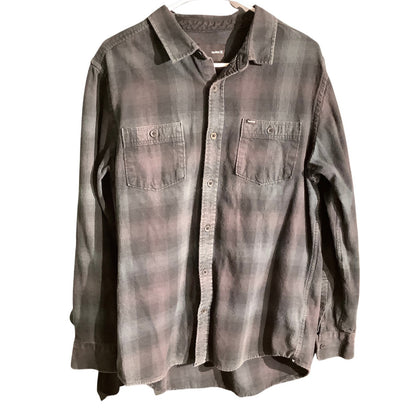 Hurley Long Sleeve Flannel Shirt Men’s Size Large — Plaid, Button Down, Casual