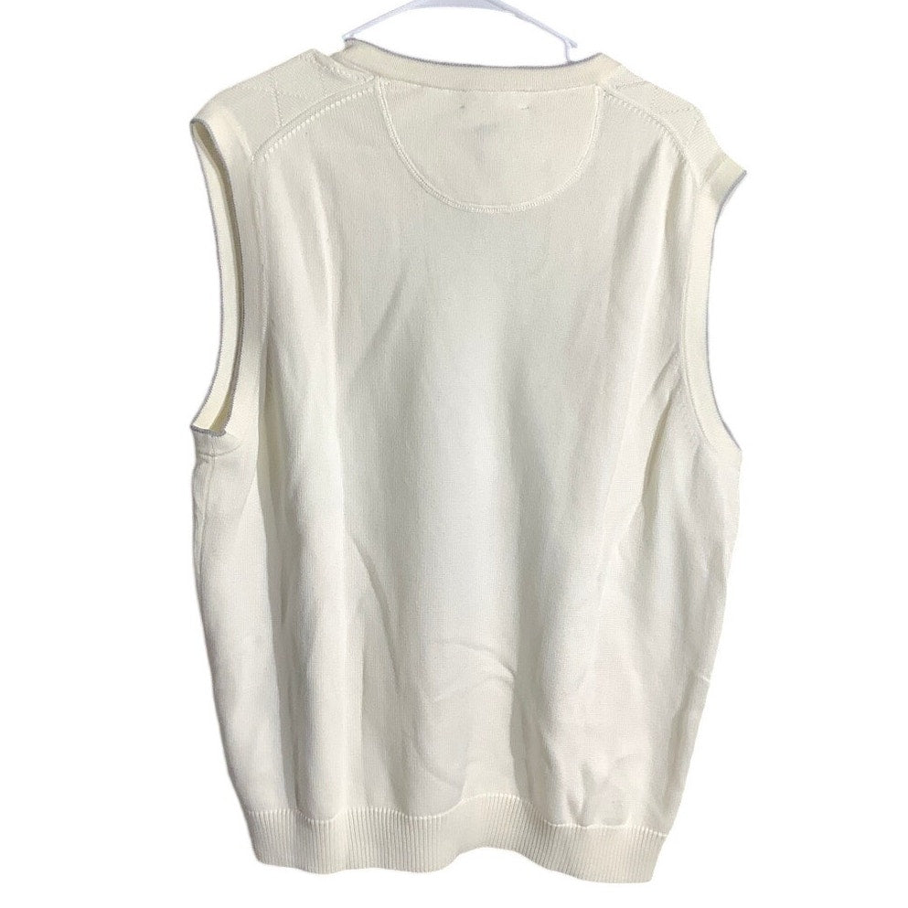 Cypress Links Golf Sweater Vest, Ivory, Men’s Size L — Classic, Preppy, Cotton