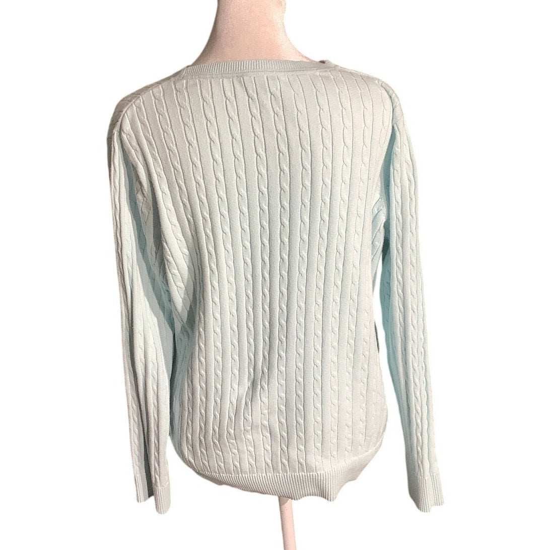 Kim Rogers Petite Cable Knit Sweater Women’s Size M — Classic, Casual, Cotton