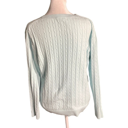 Kim Rogers Petite Cable Knit Sweater Women’s Size M — Classic, Casual, Cotton