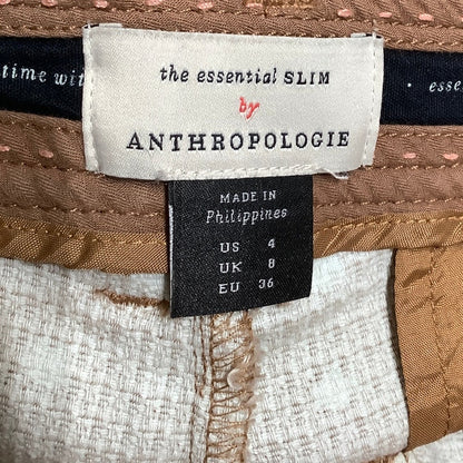 Anthropologie Brown Polka Dot Slim Pants, Size 4 - Preppy, Vintage, Classic