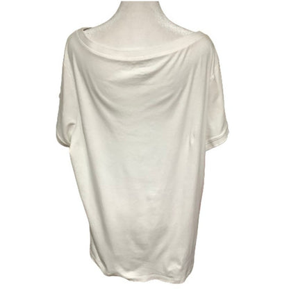 Talbots White Stretch Weekend Tee - Sz 2X, Casual, Comfortable, Button Detail