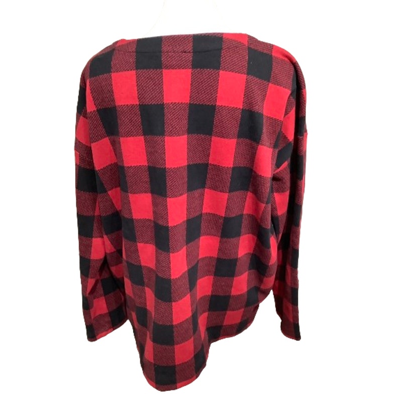 J. Jill Red and Black Plaid Sweater, Size L - Cozy, Classic, Lumberjack Chic