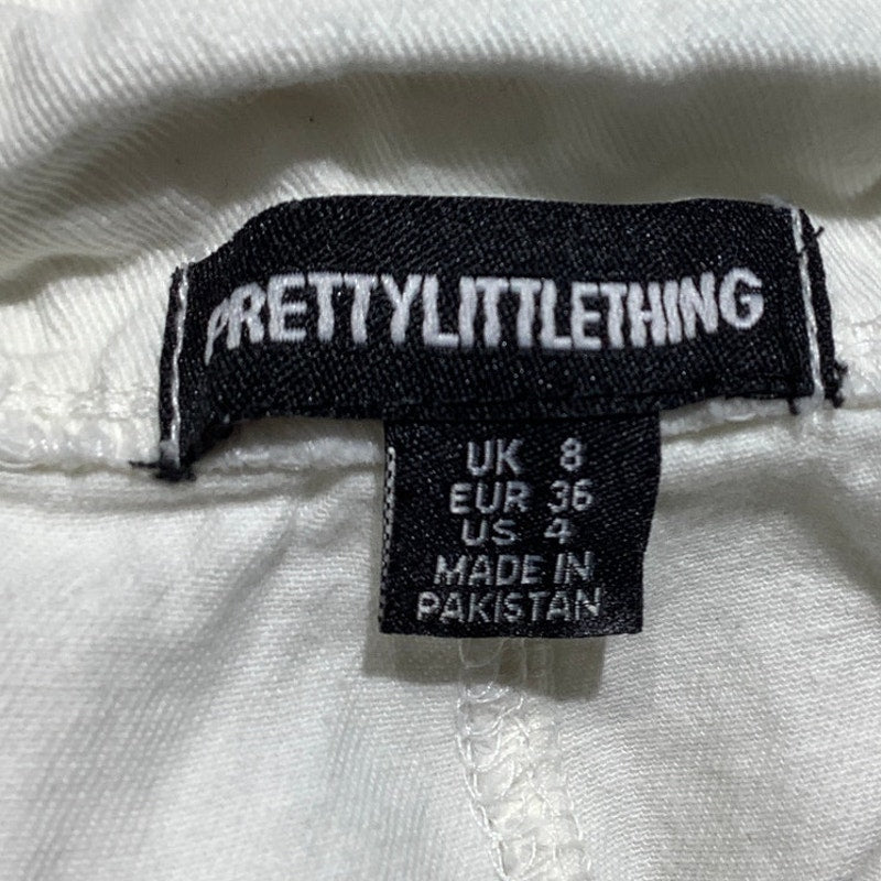 PrettyLittleThing White Cargo Pants Women’s Size 4 — Y2K, Streetwear, Utility
