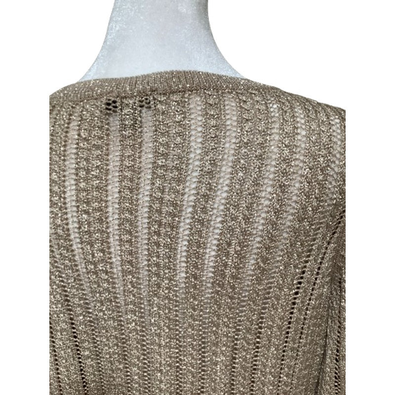 Talbots Gold Metallic Shimmer Linen Blend Sweater Sz M, Glam, Evening, Holiday