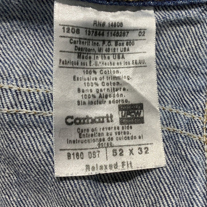 Carhartt Men's Blue Denim Jeans Size 52W 32L – Relaxed, Durable, Classic