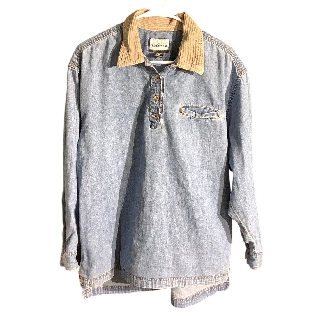 Express Bleus Denim Pullover Shirt Women’s Size M — Vintage, Casual, Retro
