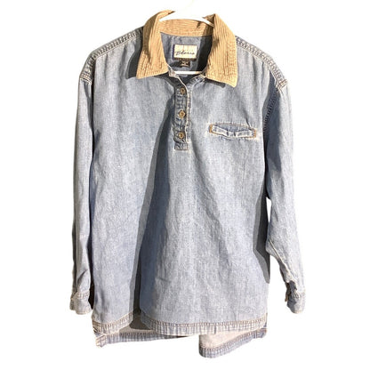 Express Bleus Denim Pullover Shirt Women’s Size M — Vintage, Casual, Retro