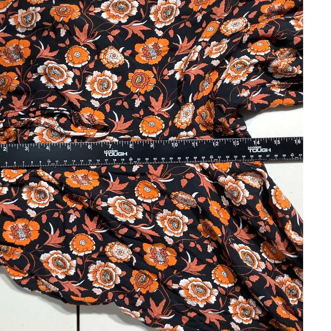 SHEIN Floral Print Boho Pants Women Size 6 — Tie Front, Wide Leg, Lightweight