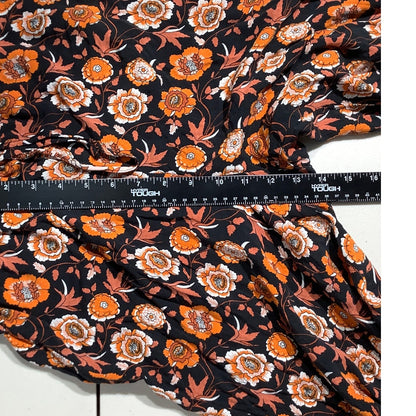 SHEIN Floral Print Boho Pants Women Size 6 — Tie Front, Wide Leg, Lightweight