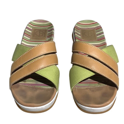 Cole Haan Leather Canvas Slide Sandals Women’s 7.5B — Chic, Casual, Summer