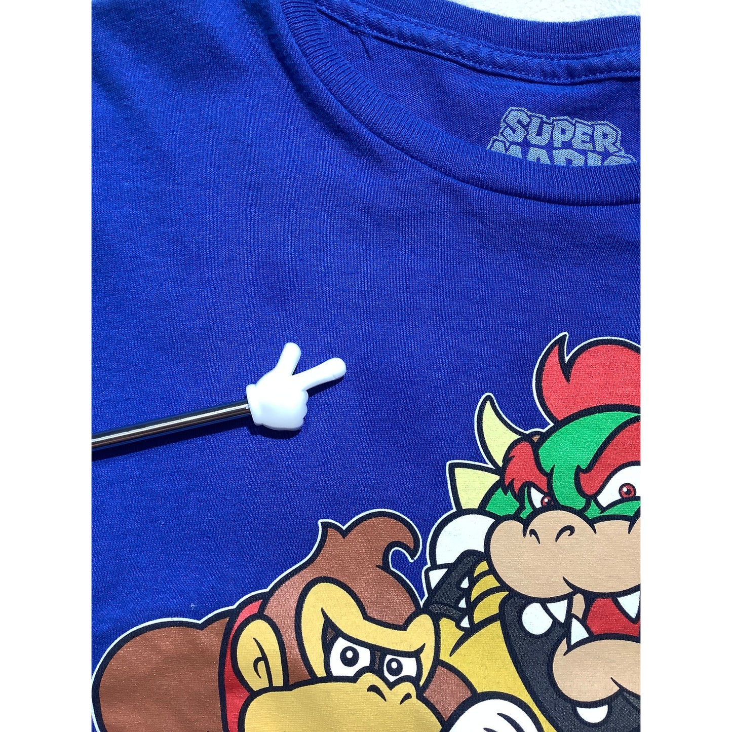 Super Mario Nintendo Graphic T-Shirt Blue Kids Small — Casual, Bowser, Gaming